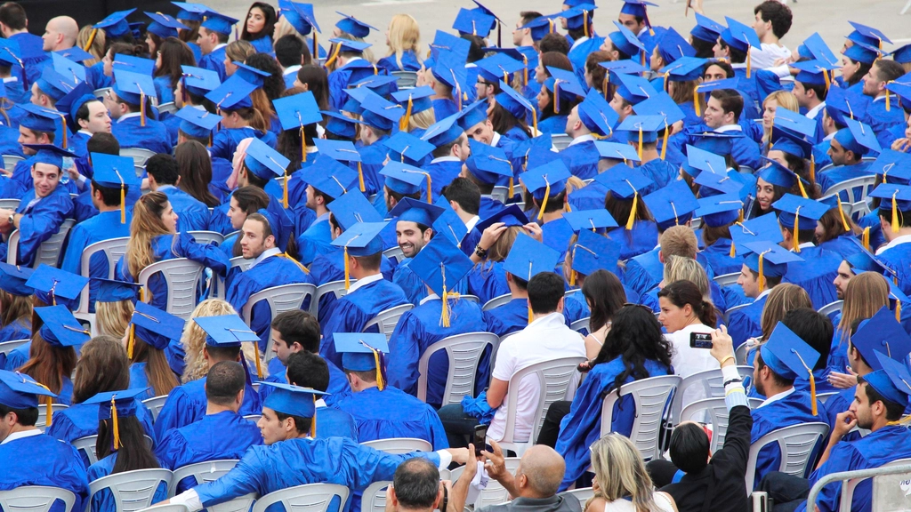 Graduating students mortarboards